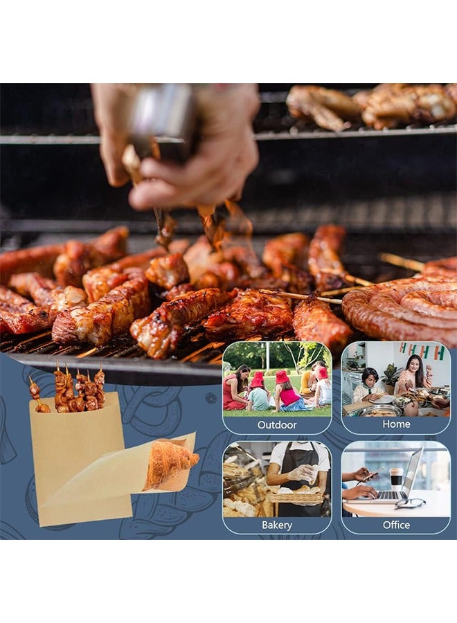 100-Piece Kraft Paper Sandwich Bags,15X20.3cm Paper Treat Bags, Greaseproof Bags for Bakery, Snacks, Cookie, Candies, Sandwich and More - Image 3