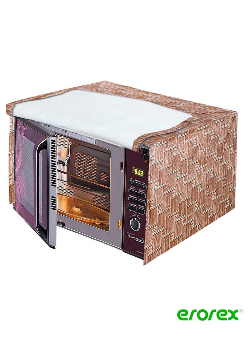 erorex - 3D Checkered Design PVC Microwave Oven Full Closure Cover for 20 Litre Brown - Image 1