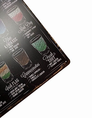 ERLOOD Shots Menu Retro Vintage Bar Metal Tin Sign Poster Ptyle Wall Art Pub Bar Decor 12 X 8 - Image 3