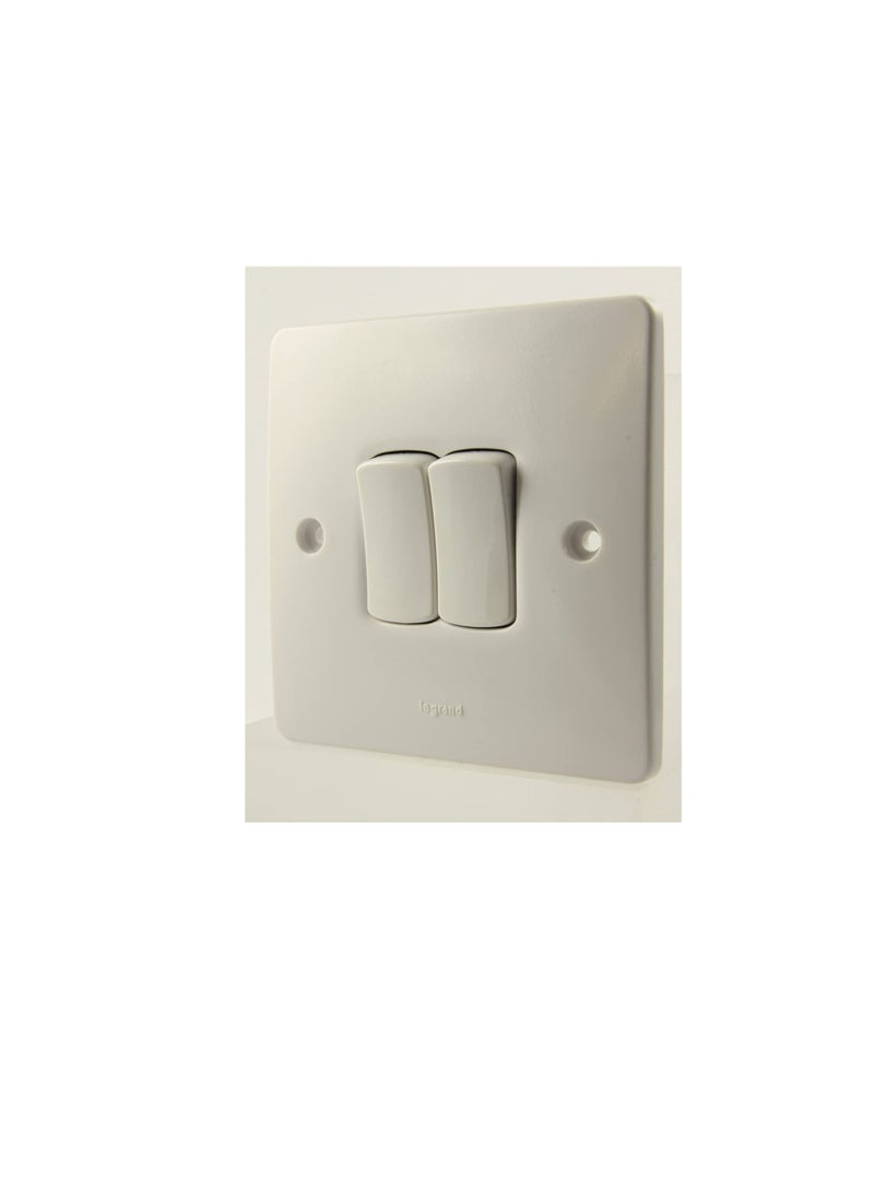 Legrand Synergy White Single Pole 2 Gang 2 Way 10A 250V - 730002 Plate Switch - Image 1