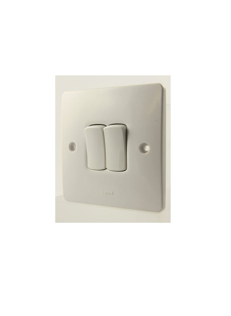 Legrand Synergy White Single Pole 2 Gang 2 Way 10A 250V - 730002 Plate Switch - Image 2