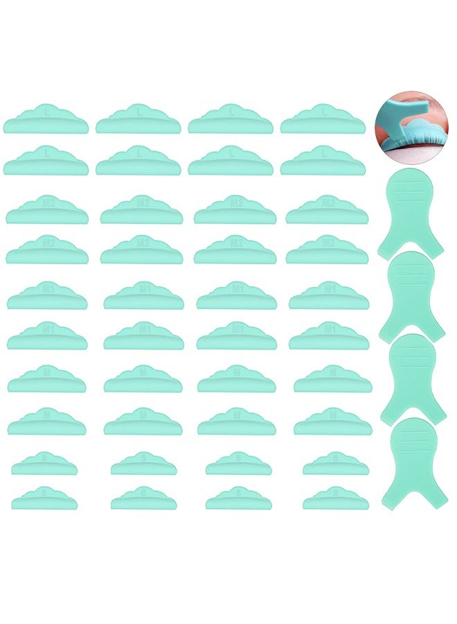 قضبان رفع الغمازة، قضبان رفع الغمازة العينية، أدوات المكياج المصنوعة من السيليكون ذات الرموش الدائري على شكل Y فرشاة الرموش، 5 أحجام S/M/M1/M2/L، وسائد رفع الغمازة القابلة لإعادة الاستخدام (أخضر) - Image 1