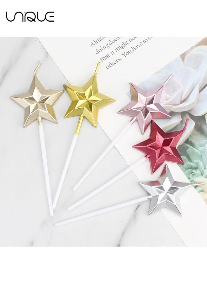 يونيك 5 حزمة نجمة على شكل شموع عيد ميلاد - الإبداعية 3D شمعة رومانسية كعكة الديكور اللوازم - متعدد الألوان كعكة توبر الشموع - لحفل زفاف عيد ميلاد - Image 5