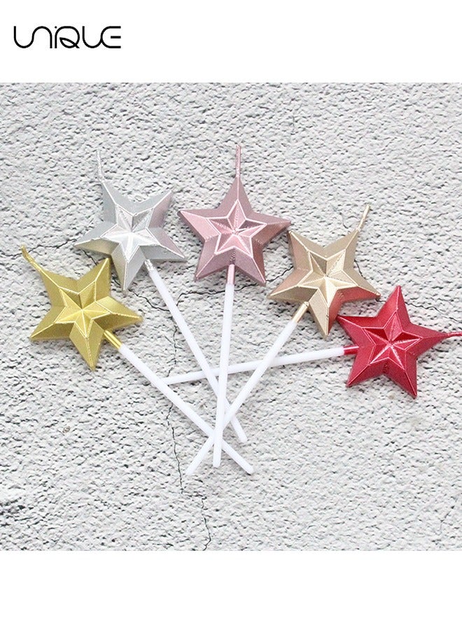 يونيك 5 حزمة نجمة على شكل شموع عيد ميلاد - الإبداعية 3D شمعة رومانسية كعكة الديكور اللوازم - متعدد الألوان كعكة توبر الشموع - لحفل زفاف عيد ميلاد - Image 4