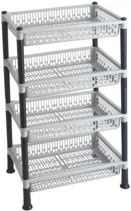 NEWON 4 Tyre Multipurpose Basket Stand Rack For Fruit And Vegetable 4 Layer Grey - Image 1