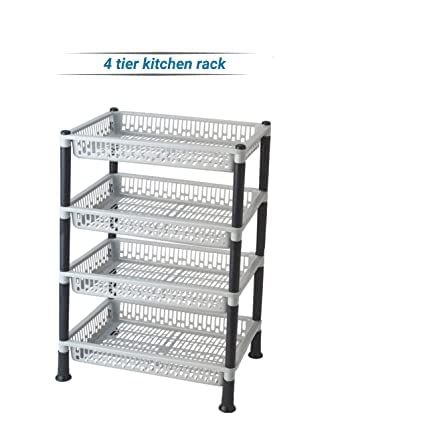 NEWON 4 Tyre Multipurpose Basket Stand Rack For Fruit And Vegetable 4 Layer Grey - Image 4
