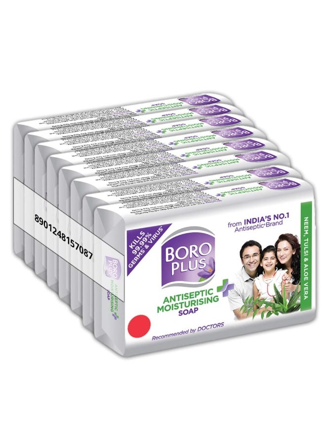 BoroPlus Antiseptic and Moisturising Bathing Soap with Aloe Vera, Neem and Tulsi | 99.9% Germ and Virus Protection | For Smooth, Soft & Nourished Skin, 125g (Pack of 8) - Image 1