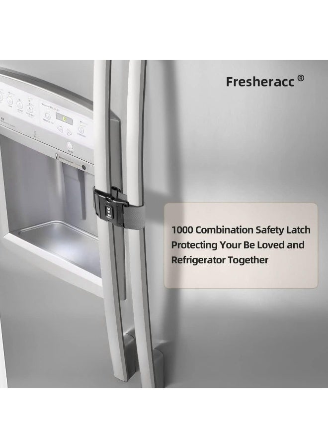 Fresheracc Fridge Freezer Refrigerator Cabinet Lock Latch, (2 Packs) Adjustable French Door Guard for Toddlers Children Kids Special Needs, No Drill No Screw No Adhesive (2 Packs Grey) - Image 3