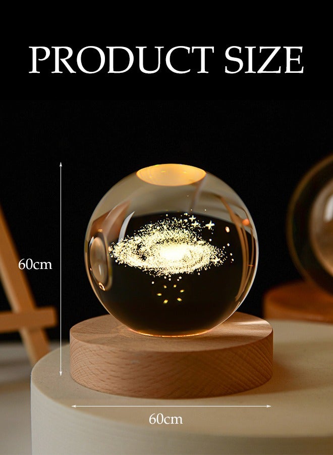 DUNISO 3D Crystal Ball Night Light, 6cm Led Wood Based Glass Ball Light, Children's Bedside Table Warm Night Light, Suitable For Desktop, Bedroom, Study, Living Room - Image 4