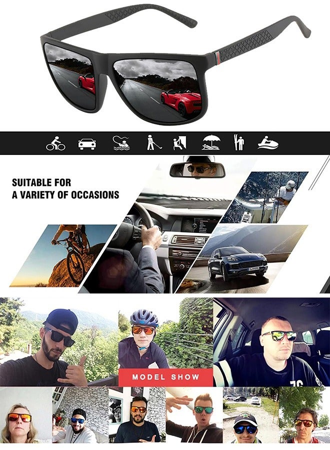 AZorb Men's Sunglasses Square Classic Design Men Women Sun Glassess UV400 Protection Lens Sun Glas Shades for Driving Travel Daily Sunglass Eyewear Black - Image 4