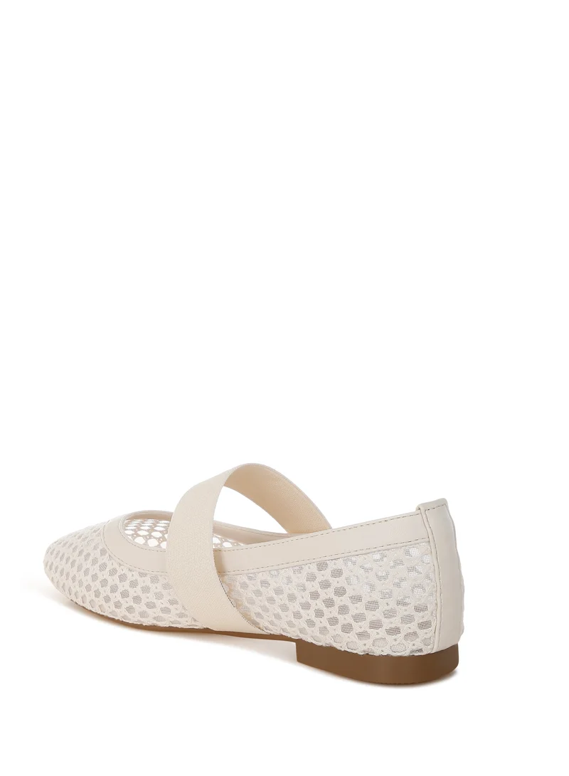 London Rag Mid-Foot Strap Ballerinas in Beige