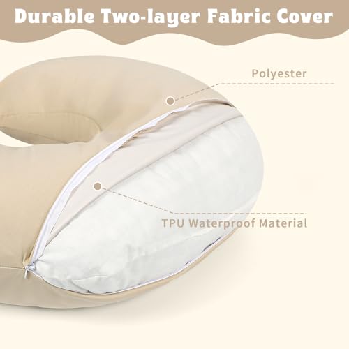 Hooyax Baby Waterproof Nursing Cover, Stretchy Nursing Covers for Breastfeeding, Adorable Infant Feeding Pillow Slipcover for Baby Boy and Girls (Khaki) - Image 2