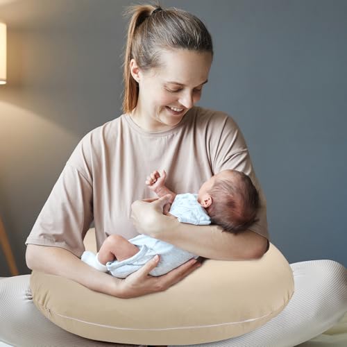 Hooyax Baby Waterproof Nursing Cover, Stretchy Nursing Covers for Breastfeeding, Adorable Infant Feeding Pillow Slipcover for Baby Boy and Girls (Khaki) - Image 4
