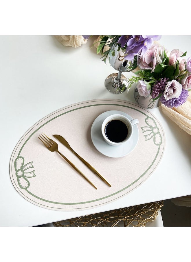 NIBEMINENT 2pcs Leather Placemat With Printed Bow Insulation Mat  - Image 1