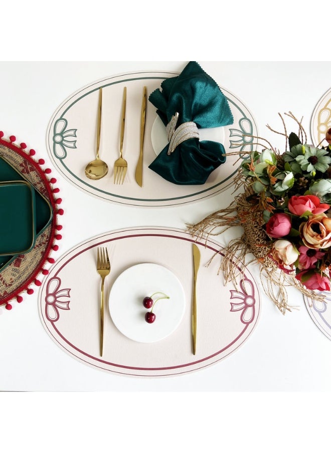 NIBEMINENT 2pcs Leather Placemat With Printed Bow Insulation Mat  - Image 2