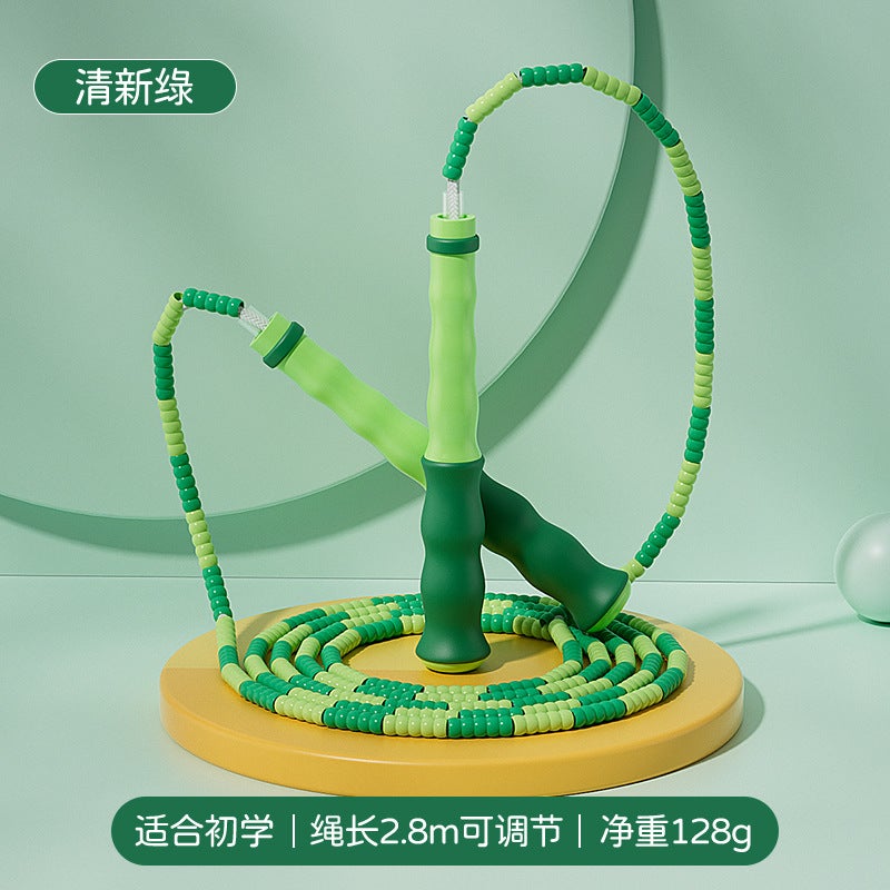 Generic Childrens bamboo rope skipping adjustable primary school student special beginner first grade kindergarten examination professional rope wholesale Green style