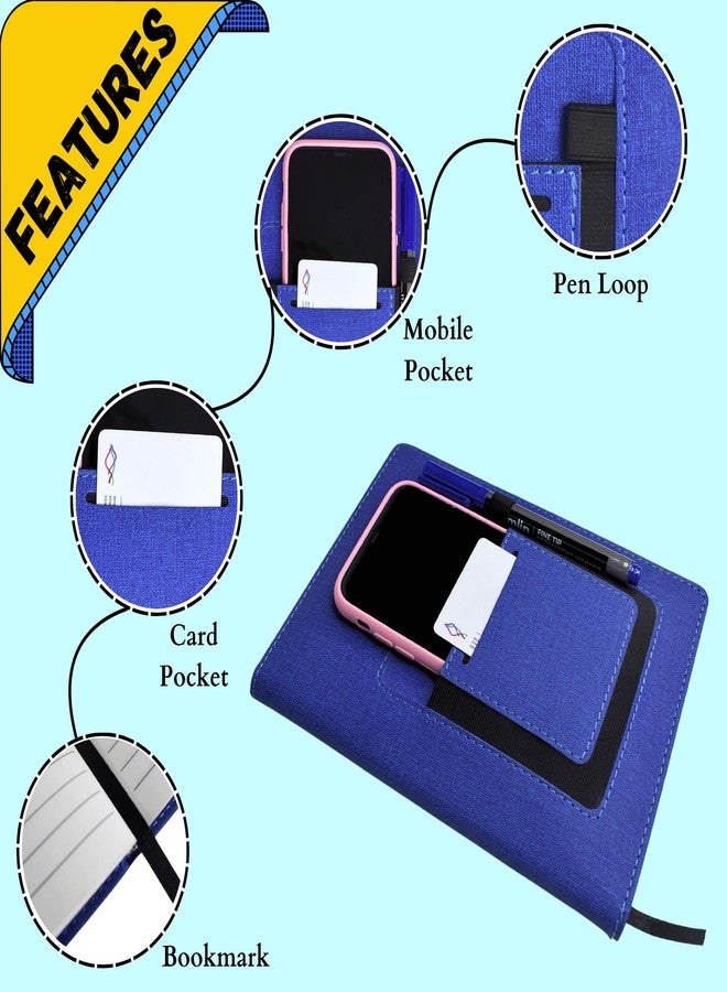 LC A/5 Size Stylish Hardcover Planner Diary | 21cm x 15.5cm, 192 Pages | With Mobile & Card Pocket, Pen Loop | Ideal for Daily Planning, Business Meetings, Students & Journaling (Blue) - Image 3