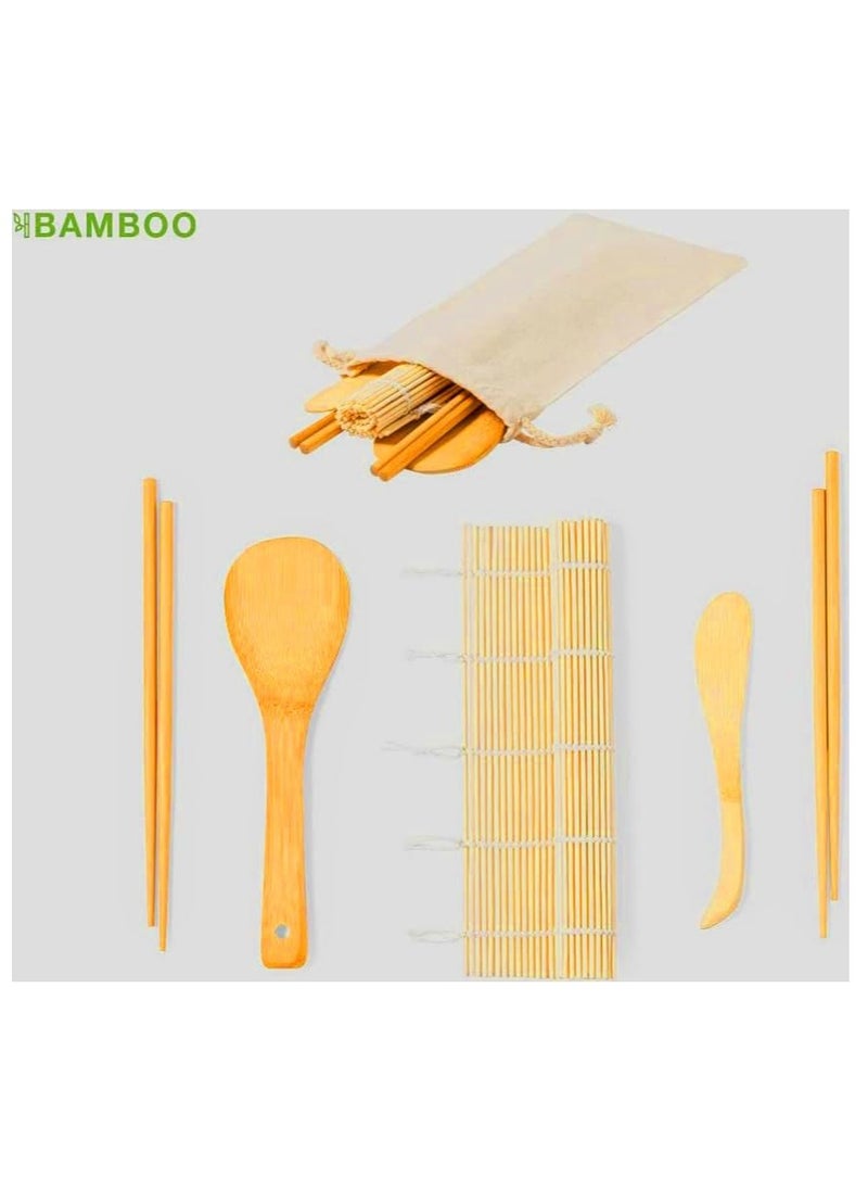 Jinou - Sushi Making Kit - Made With Top Notch Quality Bamboo Material - Sushi Maker All-In-One PackageWith Premium Quality Bag For Easy Storage (7 Pcs Set) - Image 1