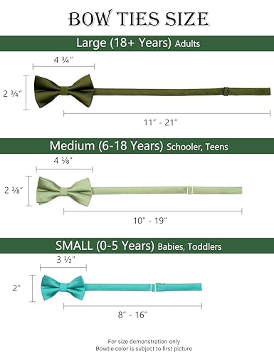 ZENXUS Pre-Tied Bow Ties, Formal Solid Tuxedo Bowties, 3 Sizes for Toddlers, Boys and Youths, Sage Green - Image 4