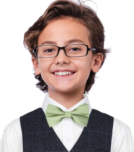 ZENXUS Pre-Tied Bow Ties, Formal Solid Tuxedo Bowties, 3 Sizes for Toddlers, Boys and Youths, Sage Green - Image 2
