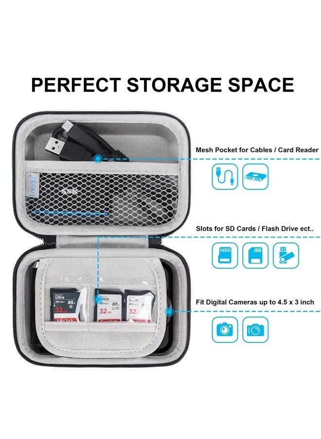 حقيبة كاميرا رقمية لكاميرا كوداك بيكس برو FZ43، كانون باور شوت ELPH 180/190/360، سوني DSCW800/DSCW830، حقيبة حمل واقية قابلة لإعادة الشحن للكاميرا الرقمية عالية الدقة 21 ميجا بكسل من AbergBest، مقاس 2.7 بوصة، أسود