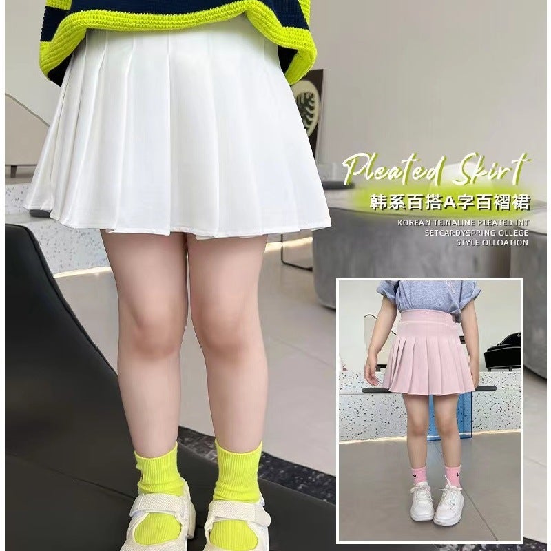 Academy Style Girls' Pleated Skirt, Half-Length Skirt For Elementary School Students, White Children'S Jk Short Skirt For Autumn, Skirt For Older Children - Image 2
