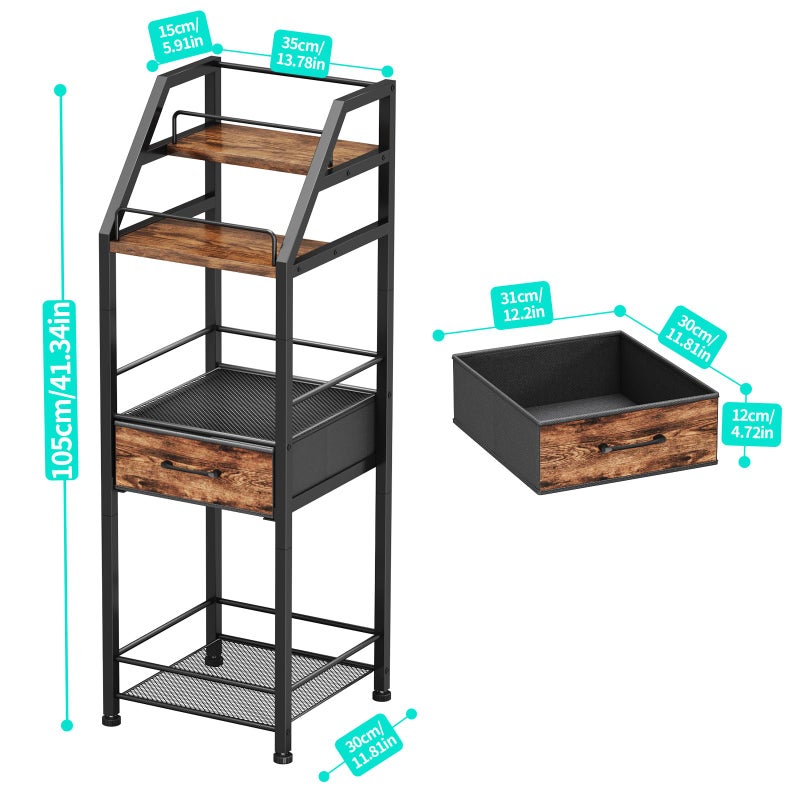 HapiRm Wine Rack Freestanding Floor - 4-Tier Stepped Liquor Cabinet Bar Stand for Home with Fabric Drawer, Wine & Glass Organizer for Living Room, Kitchen, or Dining Room - Image 5