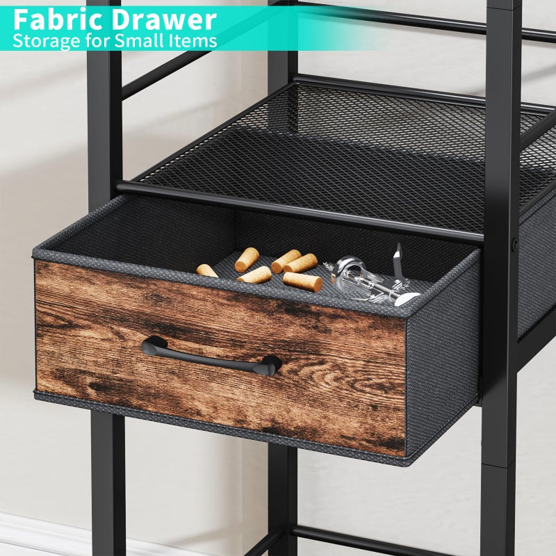HapiRm Wine Rack Freestanding Floor - 4-Tier Stepped Liquor Cabinet Bar Stand for Home with Fabric Drawer, Wine & Glass Organizer for Living Room, Kitchen, or Dining Room - Image 4