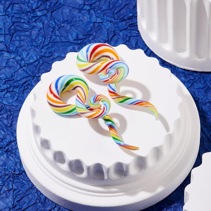 Qmcandy 2pcs Glass Spiral Tapers Plugs Twist Stretchers Earrings Stretching Piercings Jewelry Gauges 8g-14mm - Image 2