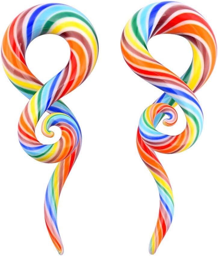 Qmcandy 2pcs Glass Spiral Tapers Plugs Twist Stretchers Earrings Stretching Piercings Jewelry Gauges 8g-14mm - Image 1
