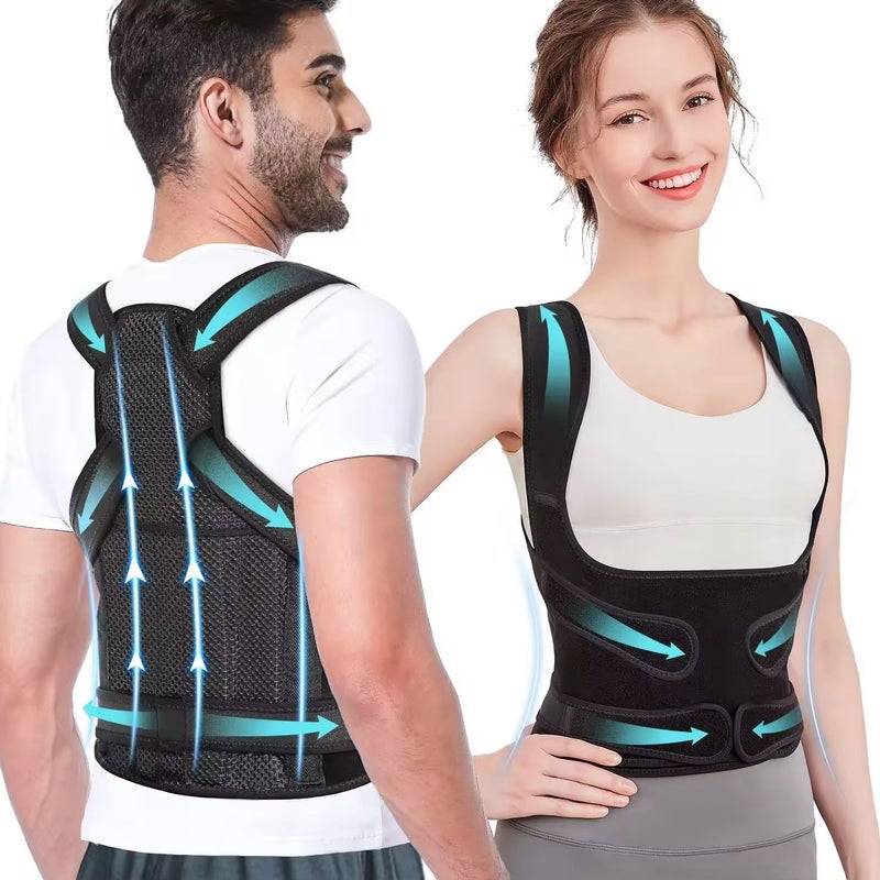 Adjustable Back & Shoulder Posture Corrector for Men and Women - Full Support Spine Scoliosis Correction Brace - Image 1