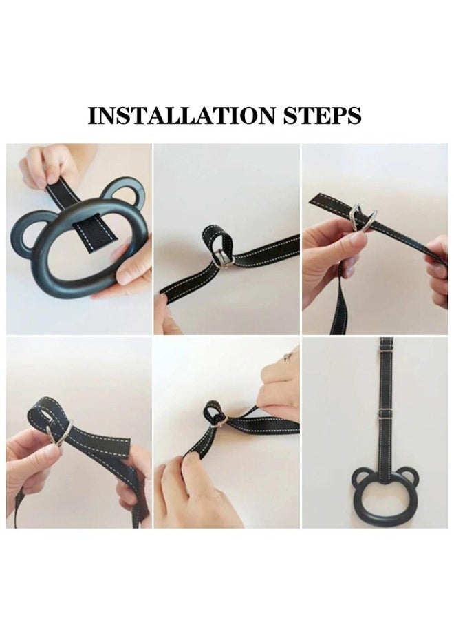 KANGAROO - Gymnastics Rings, Fitness Equipment Adjustable Durable Slip Handle Cartoon Cat Head Handle Gym Ring for Arm Training - Image 1