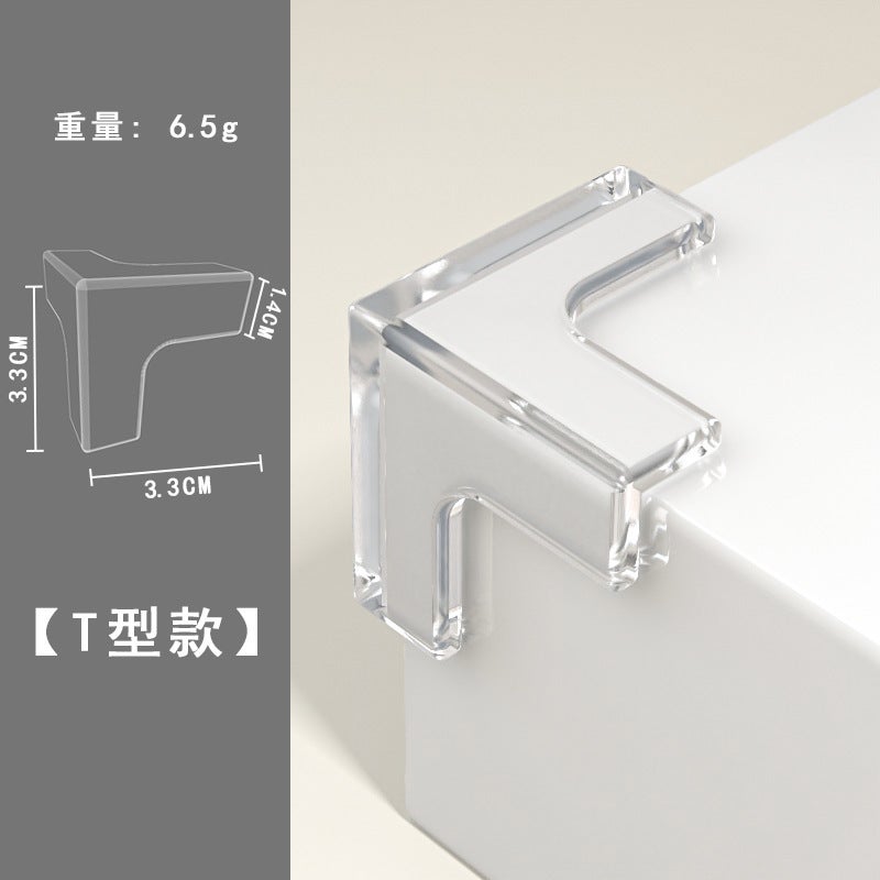 Cross-border export anti-collision angle transparent soft infant safety table corner protective cover baby glass coffee table silicone corner protector T type acrylic glue