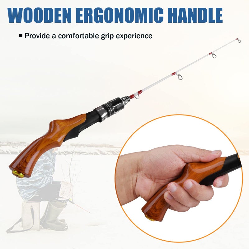 JSHANMEI Ice Fishing Rod Portable Lightweight Spinning Rod Ice Fishing Pole Winter Ice Fishing Gear for Trout Walleye Perch Panfish Crappie - Image 5