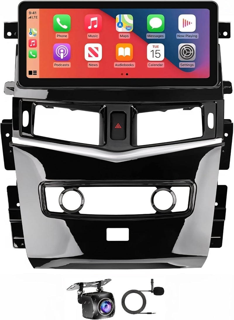 فيريكس ستيريو سيارة نيسان باترول مناسب 12.3 بوصة نيسان باترول Y62 شاشة أندرويد 2013-2020 مع Apple Carplay Android Auto لاسلكي واي فاي DSP FM&AM BT AHD كاميرا متضمنة (8 جيجابايت رام 128 جيجابايت ROM Carplay) - Image 1
