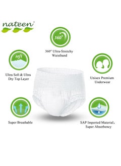 nateen Nateen Hospeen Adult Diapers,Period Pants for Sanitary Protection,Medium,Waist Size 60-110cm,20 Count Night Unisex Adult Pull Ups,Panty Style Sanitary Pads for Women,Super Soft Fit.  - Image 3