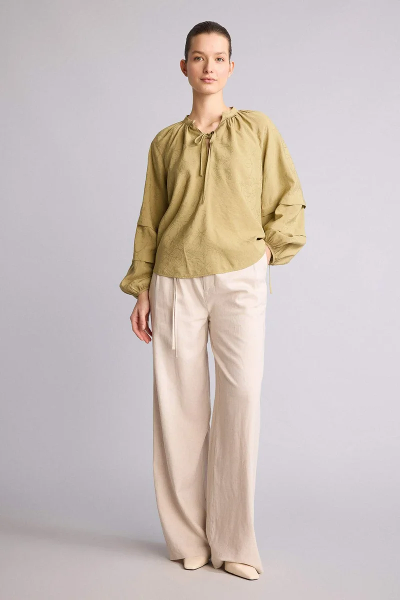 ديفاكتو Relax Fit Crew Neck Long Sleeve Blouse
