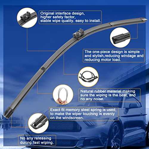 RAINTOK 24" 19" Windshield Wiper Blades Replacement for Mercedes Benz CLA250 GLA250 CLA45 GLA45 AMG 2016 2017 2018 2019 2020 Original Factory Quality Front Wipers Blade Set for My Car (Pack of 2) - Image 2