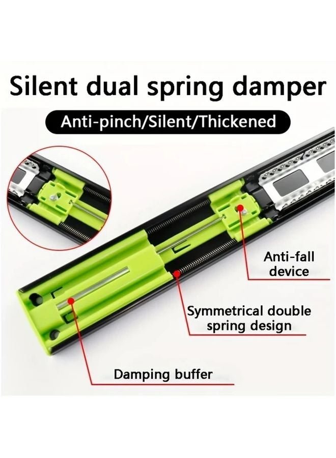 2 Pack 60cm Black Steel Damped Silent Ball Bearing Drawer Slides Heavy Duty - Image 3