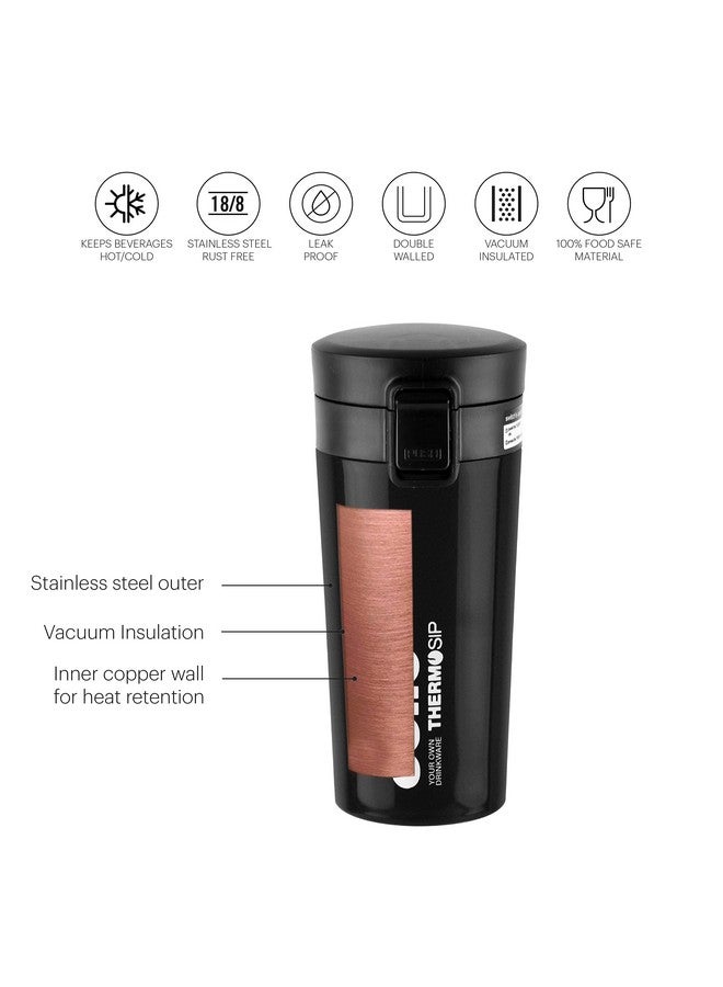 Cello CELLO Monty Thermosteel Vacuum Insulated Travel Mug, 300ml, Black | Prolonged Hours Hot & Cold | Spill Proof & Easy to Sip | Tea & Juice Mug | Soup Flask | Water Flask | Personal & Corporate Gifting - Image 2