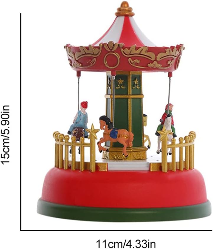 Fdit Mini Music Box Carousel Ferris Wheel Animated Present Romantic Desktop Decoration, Luminous Carousel Ornament, with Light Decoration for Home (2#) - Image 2