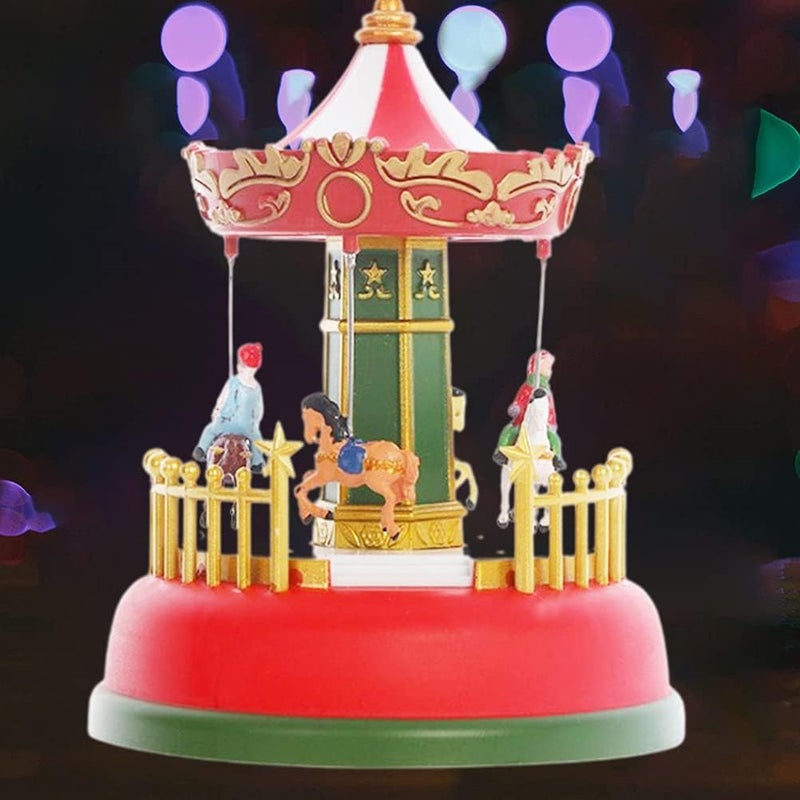 Fdit Mini Music Box Carousel Ferris Wheel Animated Present Romantic Desktop Decoration, Luminous Carousel Ornament, with Light Decoration for Home (2#) - Image 5