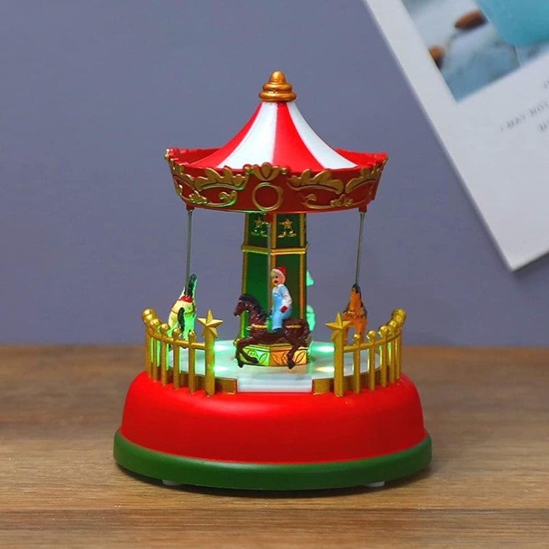 Fdit Mini Music Box Carousel Ferris Wheel Animated Present Romantic Desktop Decoration, Luminous Carousel Ornament, with Light Decoration for Home (2#) - Image 3