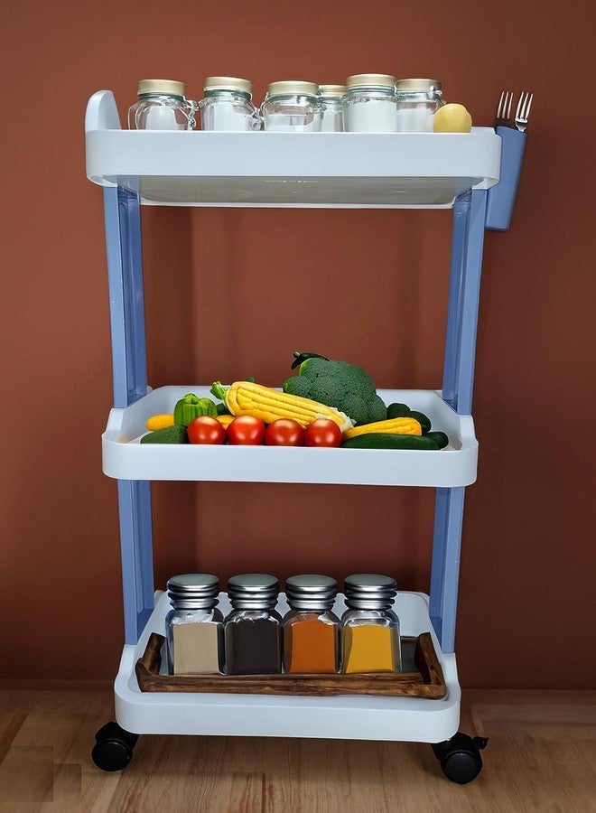 Istara Plastic 2/3 Tier Kitchen Space Shelves Vegetable Storage Shelf Folding Saving Organizer Rack with Wheels Slide Out Mobile Utility Cart (3 Layers) - Image 3