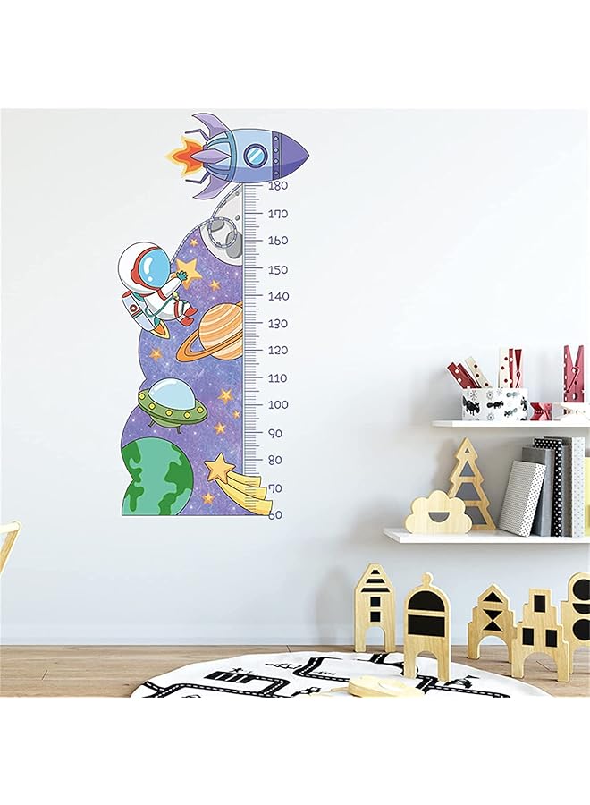 The Bros Kids Height Growth Chart Wall Stickers, Outer Space Wall Decals, Astronaut Kids Measuring Ruler Wallpaper Decals, Wall Art Decoration, Peel and Stick for Kids Living Room Bedroom Wall Decor - Image 1
