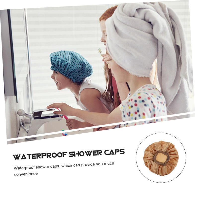 Golden Shower Cap For Women Hair Care Spa Home Use Elastic Polyester 36X36X5 5CM - Image 5