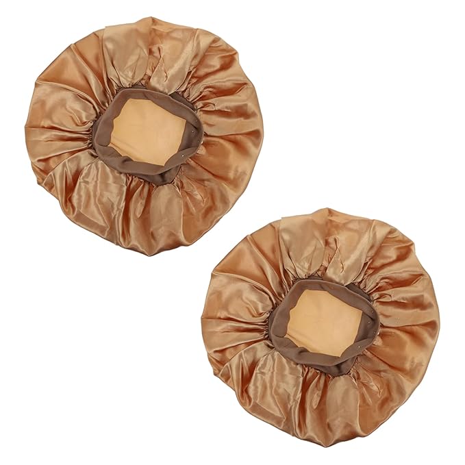 Golden Shower Cap For Women Hair Care Spa Home Use Elastic Polyester 36X36X5 5CM - Image 1
