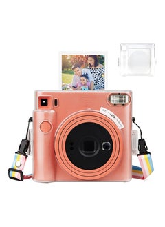 VKL Protective Clear Case for Fujifilm Instax Square SQ1 Instant Film Camera, Crystal Hard PC Cover for Instax Square SQ1 with Removable Rainbow Shoulder Strap (Transparent)  - Image 1