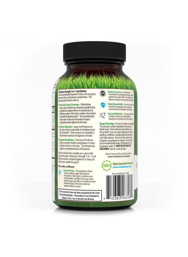 Irwin Naturals Maximum Strength 3-in-1 Carb Blocker by Irwin Naturals, Neutralize Carbohydrates and Support Metabolism, 75 Liquid Softgels, 2 Pack - Image 3