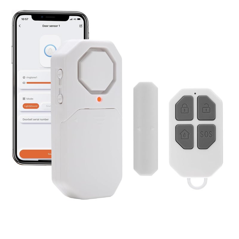 Evernary Door Window Pool Alarm with Remote Control1Pcs WiFi Smart Wireless Magnetic Sensor AntiTheft Door Alarms for Kids Safety Home Store Garage Apartment Business Security WiFi Function - Image 2